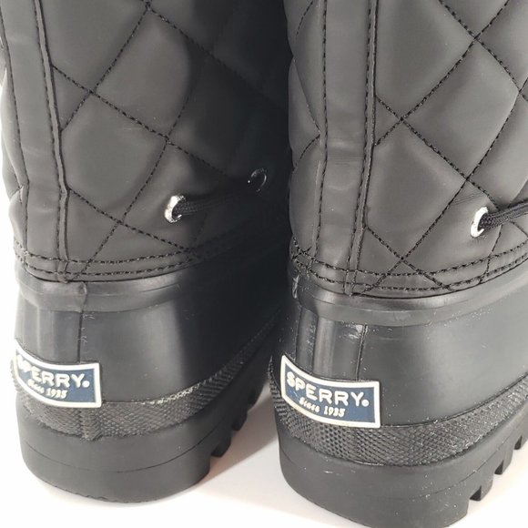Sperry Top-Sider Quilted Waterproof Duck Boots Womens 9 Black - Picture 10 of 13